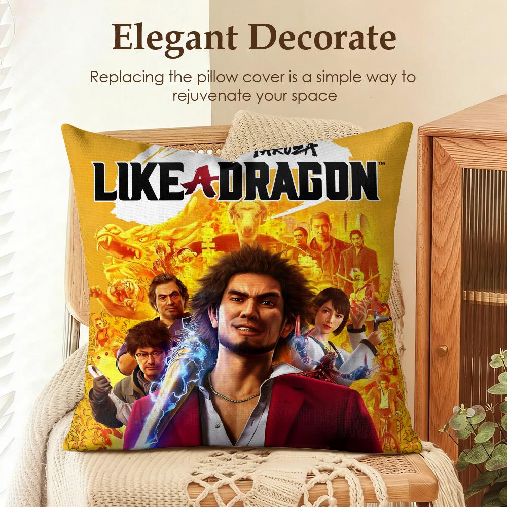 

Yakuza LLike a Dragon Cushion Cover Natural Linen Organic Fabric DoubleSided Printing Sofa Home Decor Gift Pillow Case 30x30cm