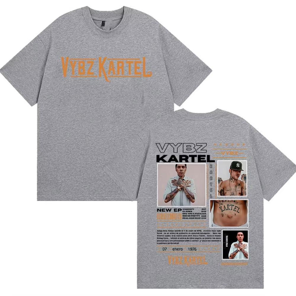 Rapper Vybz Kartel Album 2025 Graphic T Shirts Men Hip Hop Gothic Fashion T-Shirt Women Retro Oversized Cotton Tshirt Streetwear