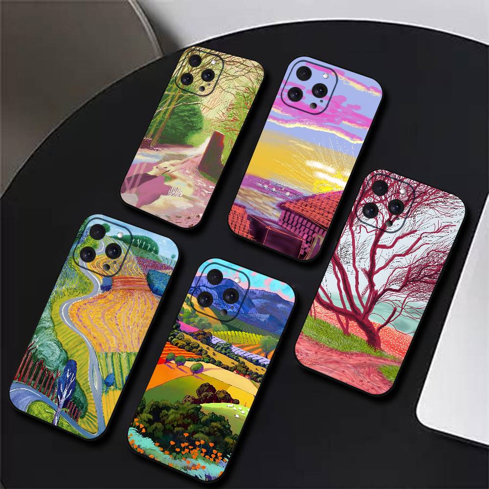 David Hockney Art Phone Case Black Silicone Soft Shell For IPhone 17 16 15 14 13 12 11 Air Pro Max Plus Hot Sale