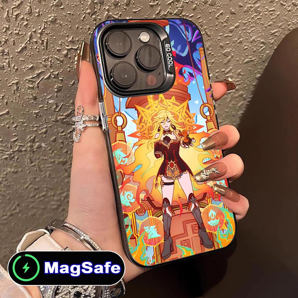 Game GI Mavuika Translucent MagSafe Mobile Phone Case for iPhone 17 16 15 14 13 12 11 Air Pro Max Plus Colorful Cover iPhone 11