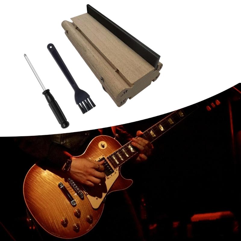 Guitar Fret Edge File with 4 Adjustable Angles Wood Texture for Efficient Fret Dressing On Guitars Basses Ukuleles