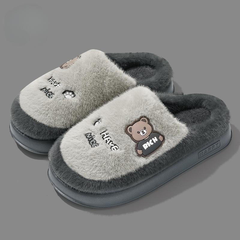 Cotton Slippers Indoor Home Non-slip Thick-soled Warm Plush Cute Cartoon Cotton Slippers