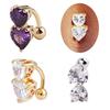 Omvendt Crystal Zircon Bar Belly Ring Gull Body Piercing Button navle To hjerter