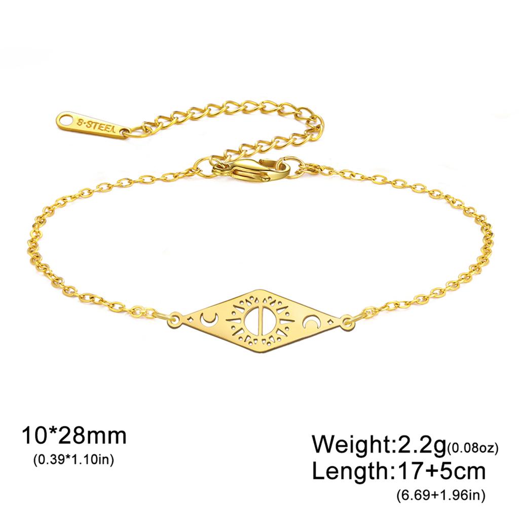 Hollow Sun Moon Bracelet Stainless Steel Fashion Rhombus Geometric Bracelets for Women Men Party Jewelry Gift