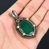 Lab-Created Emerald Gemstone Pure Copper Wire Wrapped Handmade Pendant Jewelry For Her