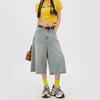 Pantaloni Scurți Denim Americani Retro cu Talie Înaltă și Picior Larg pentru Femei - Vara 2025 Croială Slim Fit