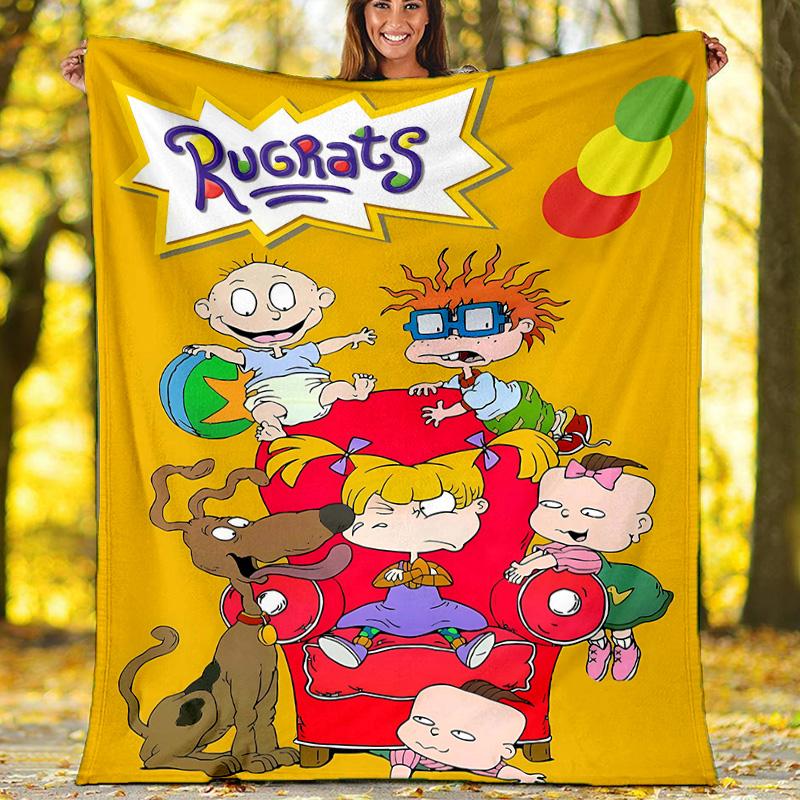 1pc Rugrats In Paris3 Theme Blanket - Digital Print, Polyester, Cozy for All Seasons, Perfect for Outdoor, Camping, and Travel