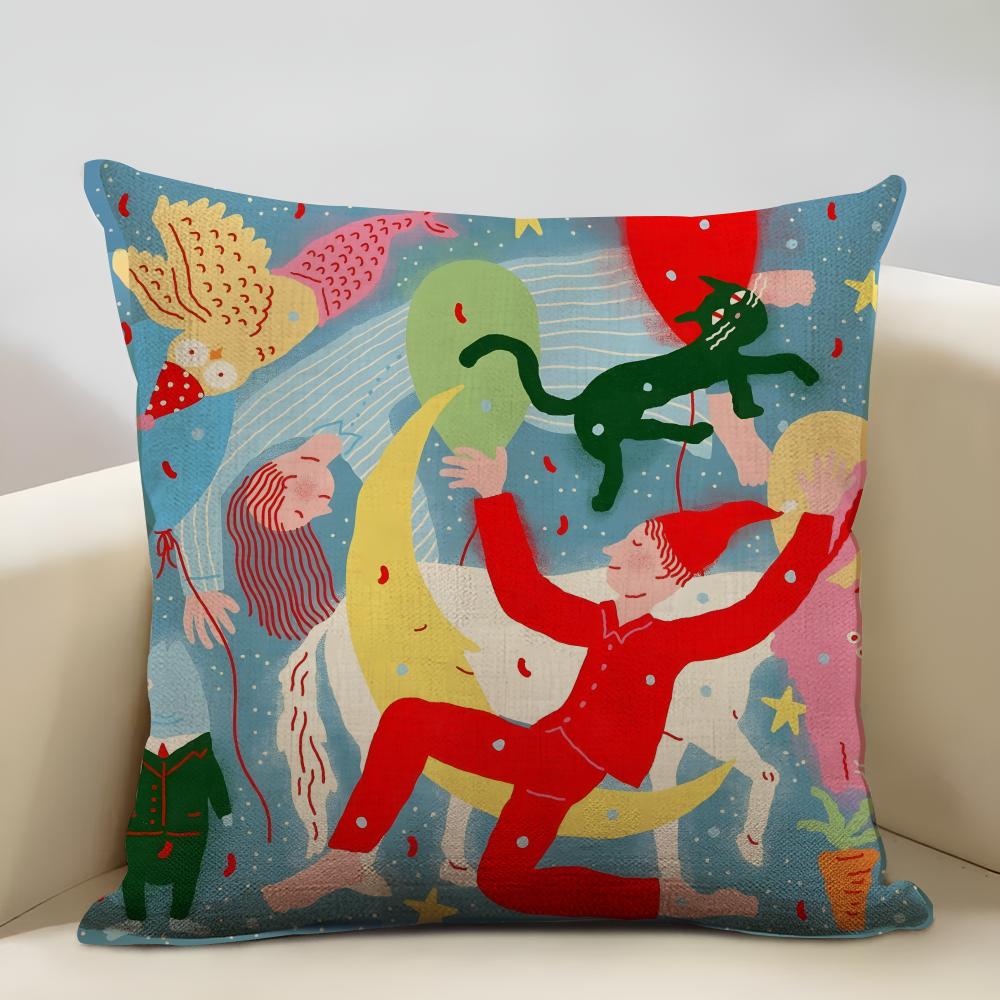 Illustrationen von Liebe und Beziehungen im Alltag Kissenbezug Haushaltsdekoration Leinen Sofa Kissenbezug: Hautfreundlich