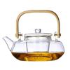 Japanese Style High Borosilicate Glass Teapot Bamboo Handle Teaware Kung Fu Tea Pot Tea Set Household Heat Resistant Tea Maker