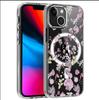 Small Purple Floral Magnetic Case for iPhone 15/16/17 Pro Max - Transparent Full Coverage