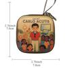Square Cartoon Rosary Pouch with Feather Zipper, 7x7cm, 3.3cm Thick - Original Cross-Border Design