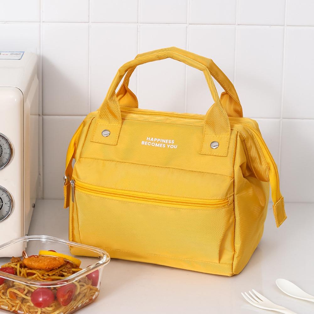 

High Quality Portable Lunch Bag Thickened Waterproof Insulated Thermal Bag with Handle Oxford Cloth Cooler Bag жёлтый