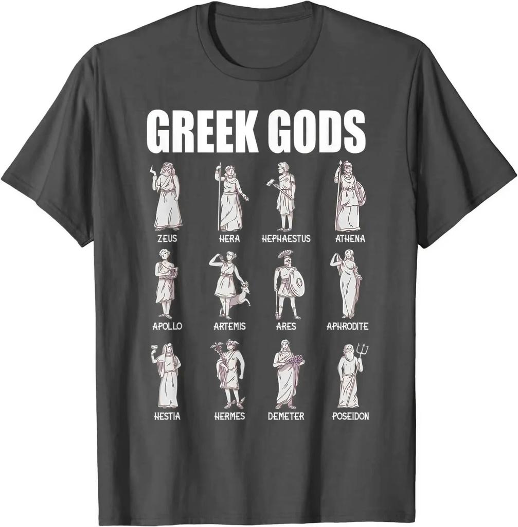 Casual Harajuku Tee Greek Mythology Greek Gods T-Shirt Cotton O-Neck Short Sleeve Casual Mens Streetwear Oversized Loose Unisex