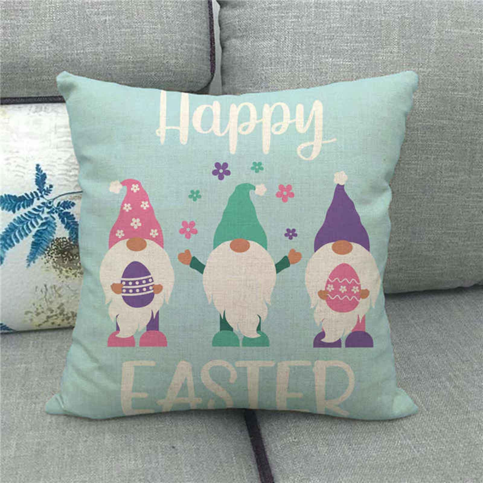 Happy Gnome  Goblin Eggs Printing Linen Easter  Case Sofa Home Decor