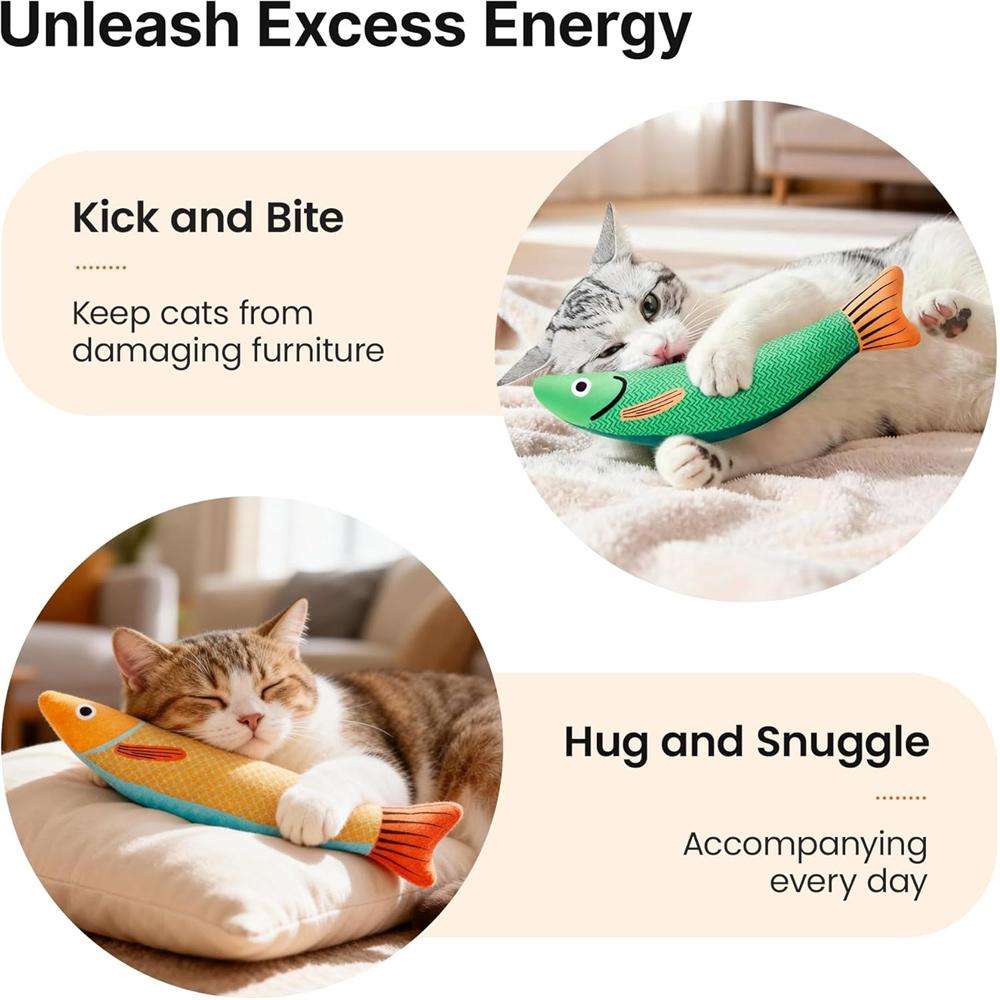 3 Creative Cat Toys, Fish-Shaped Design, Chew-Resistant, Catnip, Pet Chewing Toys, Pet Interactive Supplies, Small Cat Gifts