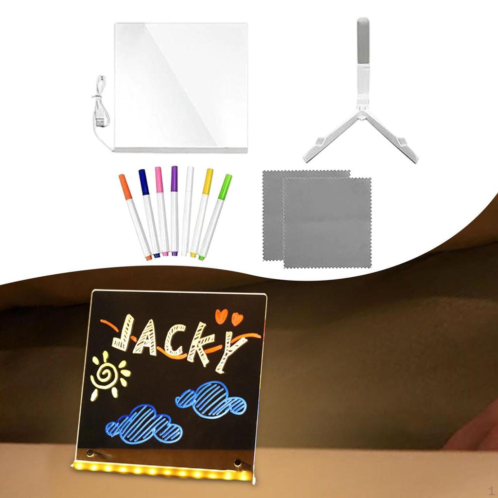 LED-Message Board Acryl Whiteboard Kreativ Löschbar mit 7 bunten Stiften für Jahrestag