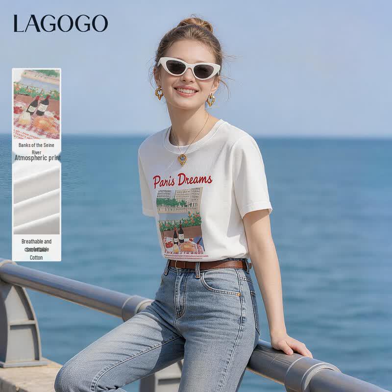 LAGOGO Women s Printed Round Neck T-Shirt M