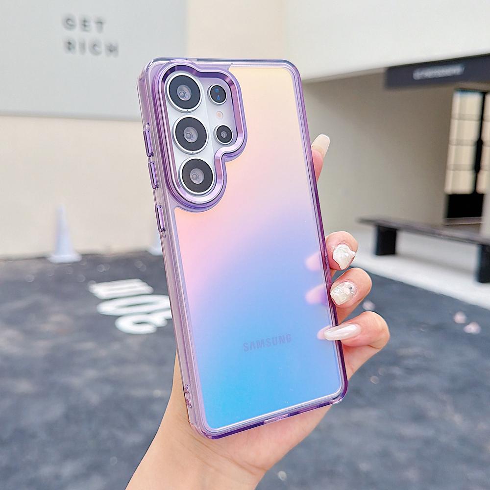 KEYSION Laser Gradient Colorful Phone Case for Samsung Galaxy S24 S25 S26 Ultra 5G S26+ S25 FE TPU+PC Shockproof Back Cover