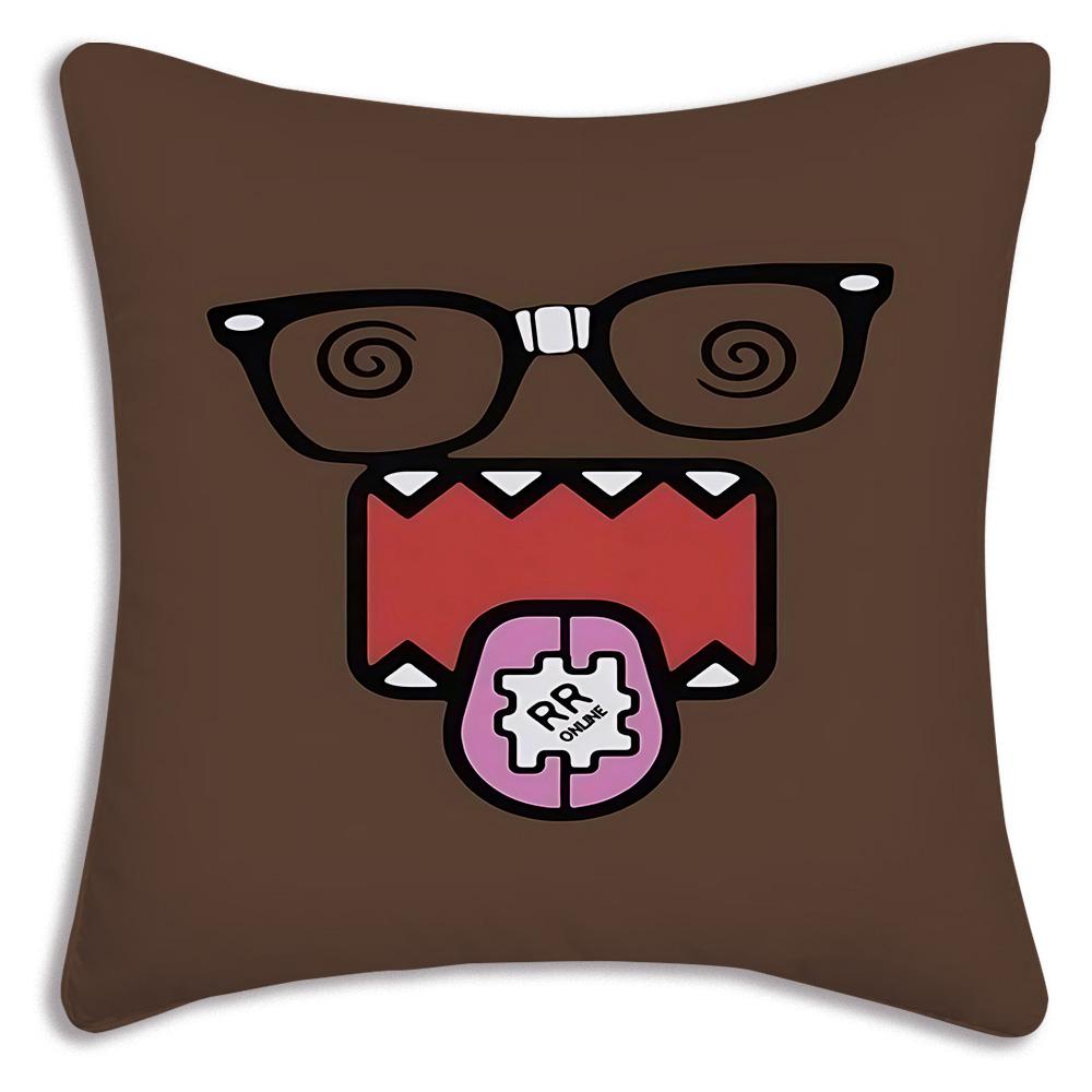 Cute For D-Domo Kun Faces Pillow Covers Cartoon Sofa Decorative Home Double-sided Printing Short Plush Cute Cushion Cover