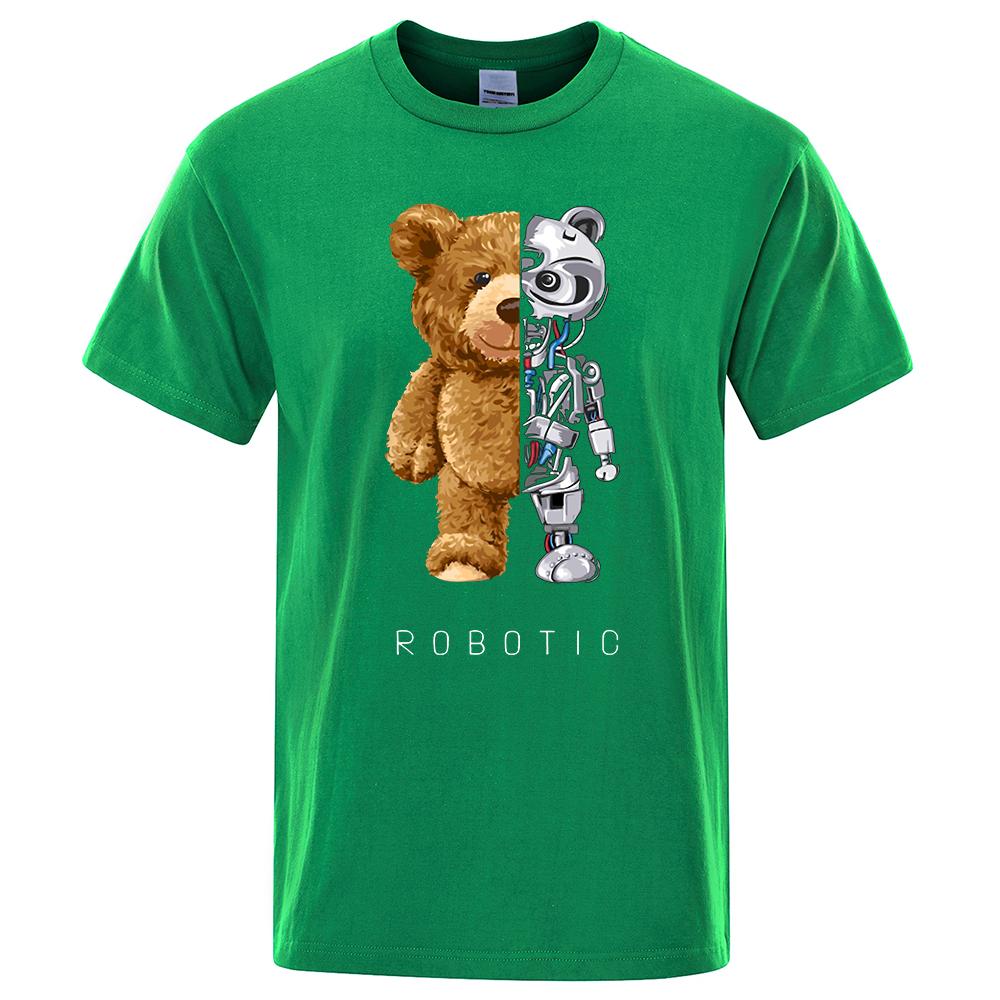 

New Funny Ted Bear Robot Tshirt Robotic Bear Shirt Casual Clothes Men Fashion Clothing Cotton T-Shirt Tee Top Oversized Loose 4XL