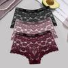 3Pcs Lace Hollow Out Boyshorts Women's Sexy Floral Panties 5 Solid Colours Underwear Letter Belt Briefs Perspective Lingerie