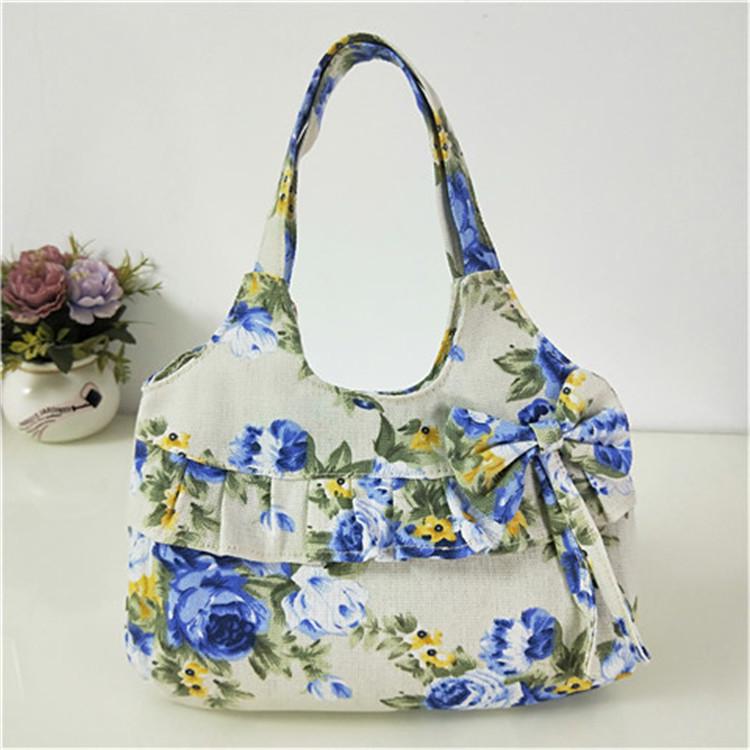 Women's Korean Style Canvas Tote Bag with Bowknot - Simple, Retro, and Perfect for Groceries or Your Phone