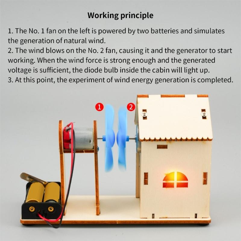 Pädagogisches Windkraftgenerator-Modellset Für den Schul-Naturkundeunterricht Einfacher handgefertigter Aufbau Mit LED-Anzeige