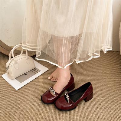 French Retro Light Mouth Thick Heel Single Shoes Women's 2025 New Spring and Autumn Skirt Height Increase Versatile Mary Jane Small Leather Shoes