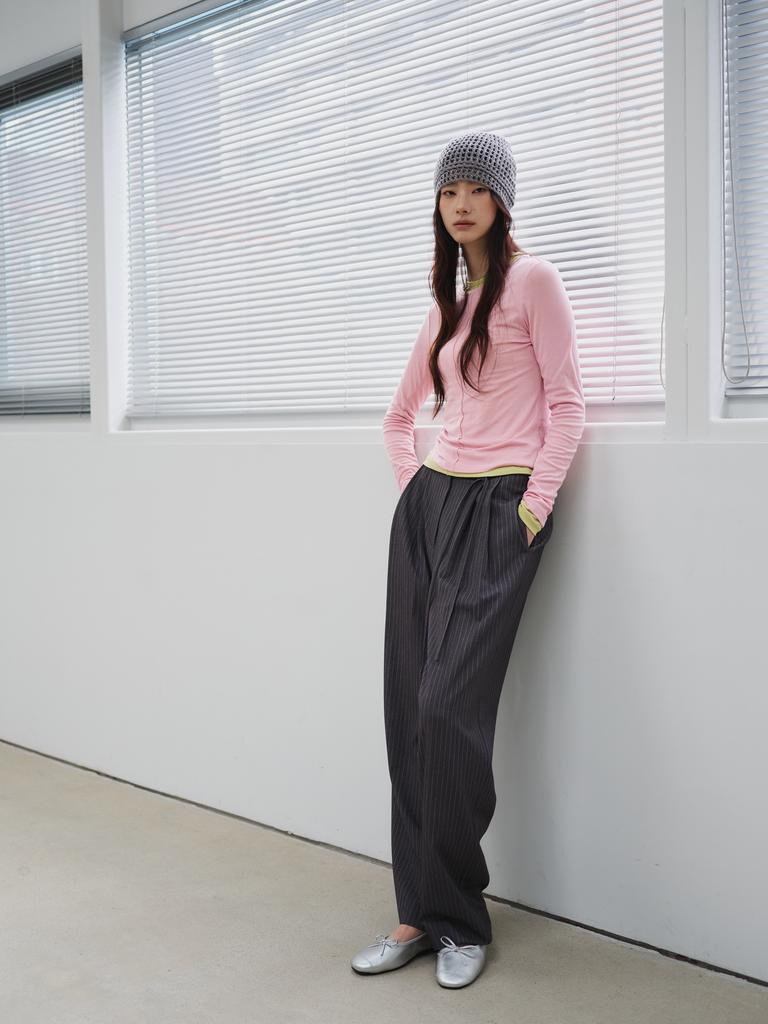 GENERALIDEA Airy Round Neck Pintuck T-Shirt [Pink] / Gf1Lts505