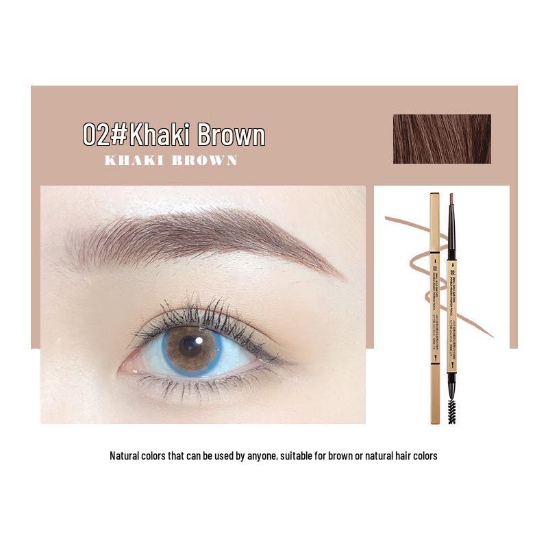 Makeup Xixi Golden Chopsticks Double-Ended Eyebrow Pencil - Ultra-fine Triangle, Waterproof & Smudge-Proof for Natural Brows