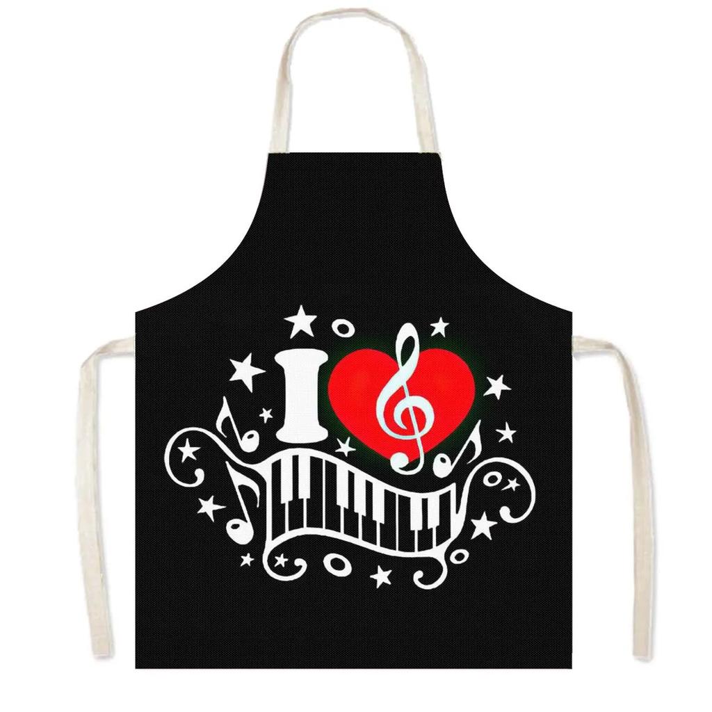 Music Rose Note Print Cooking Aprons Women Nice Lips Household Cleaning Clothing Baking Barber Chef Waiter Kitchen Apron