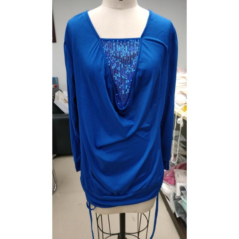 Damemote Uformell vår høst ensfarget trykk Langermet firkantet krage bluser og skjorter