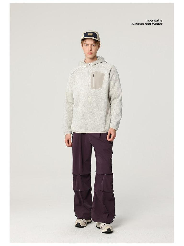 Men's Winter Sporty Loose-Fit Half-Zip Hoodie - American Mountain Style