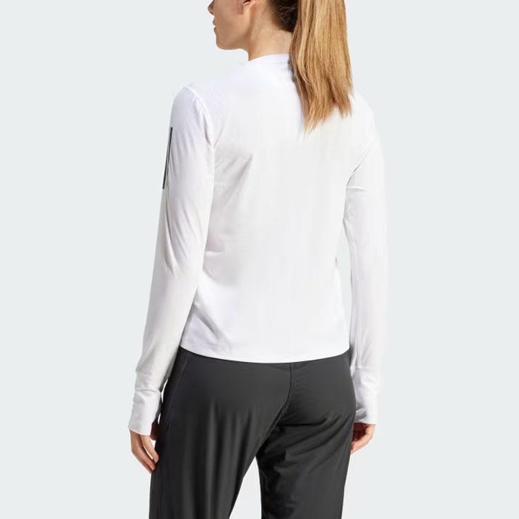 adidas Womens Own The Run Long Sleeve Long-Sleeve Top White Women Streetwear IK7437