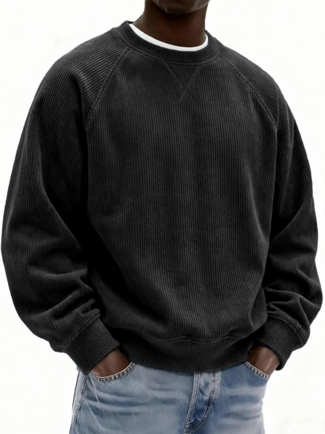 

2025 Men s Casual Corduroy Hoodie: Fashionable Round Neck for Spring & Autumn XXL чорний