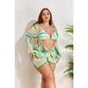 2025 Print 3 Piece Long Sleeve Smock Plus Size Push Up Bikini Women High Waist Big Swimsuit Beach Chubby Bathing Suit