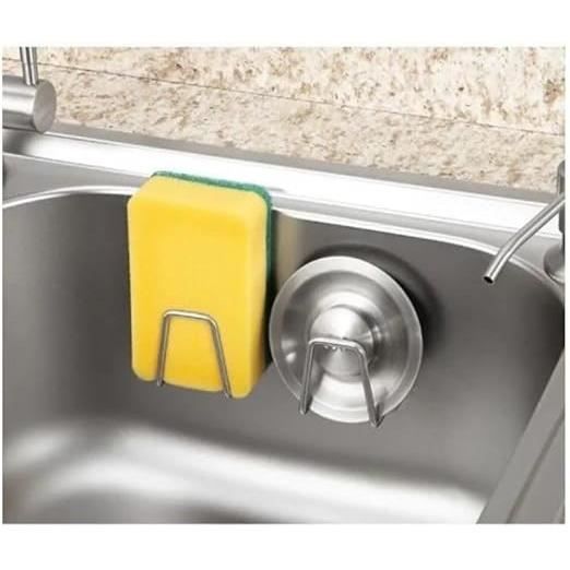 Porte éponge - HobbyTech - Lot de 4 - Acier inoxydable - Adhésif - Résistant