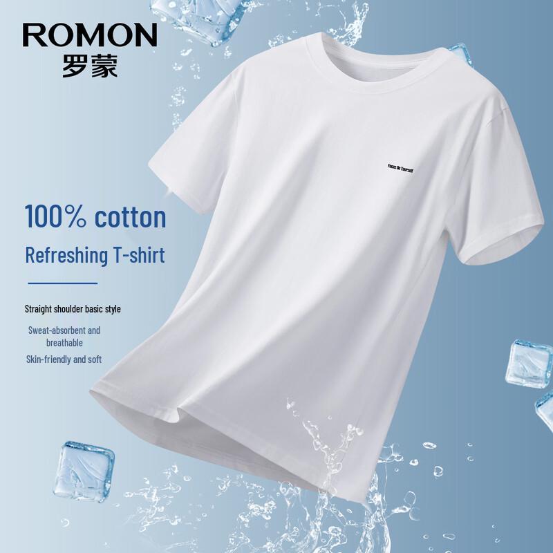 ROMON Men's Crew Neck Pure Cotton Short Sleeve T-Shirt TH2627