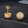 Steampunk Trend Jewellery For Women Iced Out Zircon Hip Hop Men Piercings Stud Earrings Round Gold OHE003