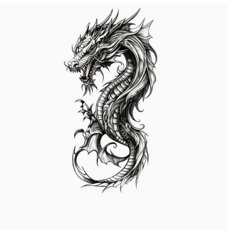 Waterproof Dragon Pattern Tattoo Stickers Men'S Temporary Tattoo Stickers Fake Tattoo For Women Hand Arm Chest Body Art