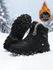 Men's Winter High-Top Cotton Shoes Fleece-Lined Climbing Sports Waterproof Non-Slip Warmth Super Fiber Upper TPR Outsole