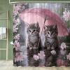 1pc Funny and Creative Surfing Cat and Dog Shower Curtain,Cartoon Bathroom Curtain,Home Polyester Decoration Curtain With Hooks