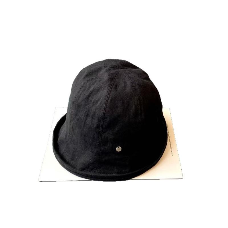 Linen crimped small edge plain basin hat summer breathable thin loose sense wear versatile bucket hat couple