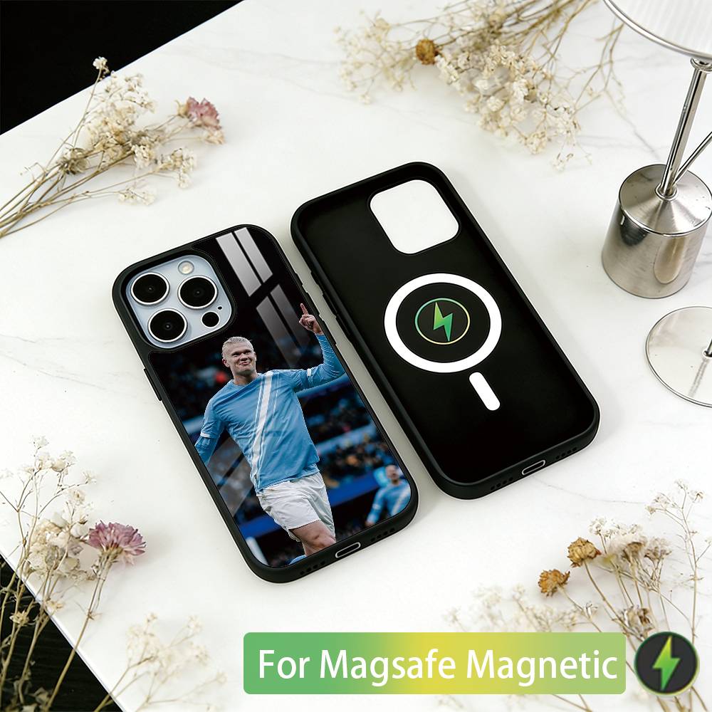 

Football Star E-Erling H-Haaland Phone Case For iPhone17,16,15,14,13,12,11 Plus,Pro Magnetic with Magsafe Wireless Charging iphone16e
