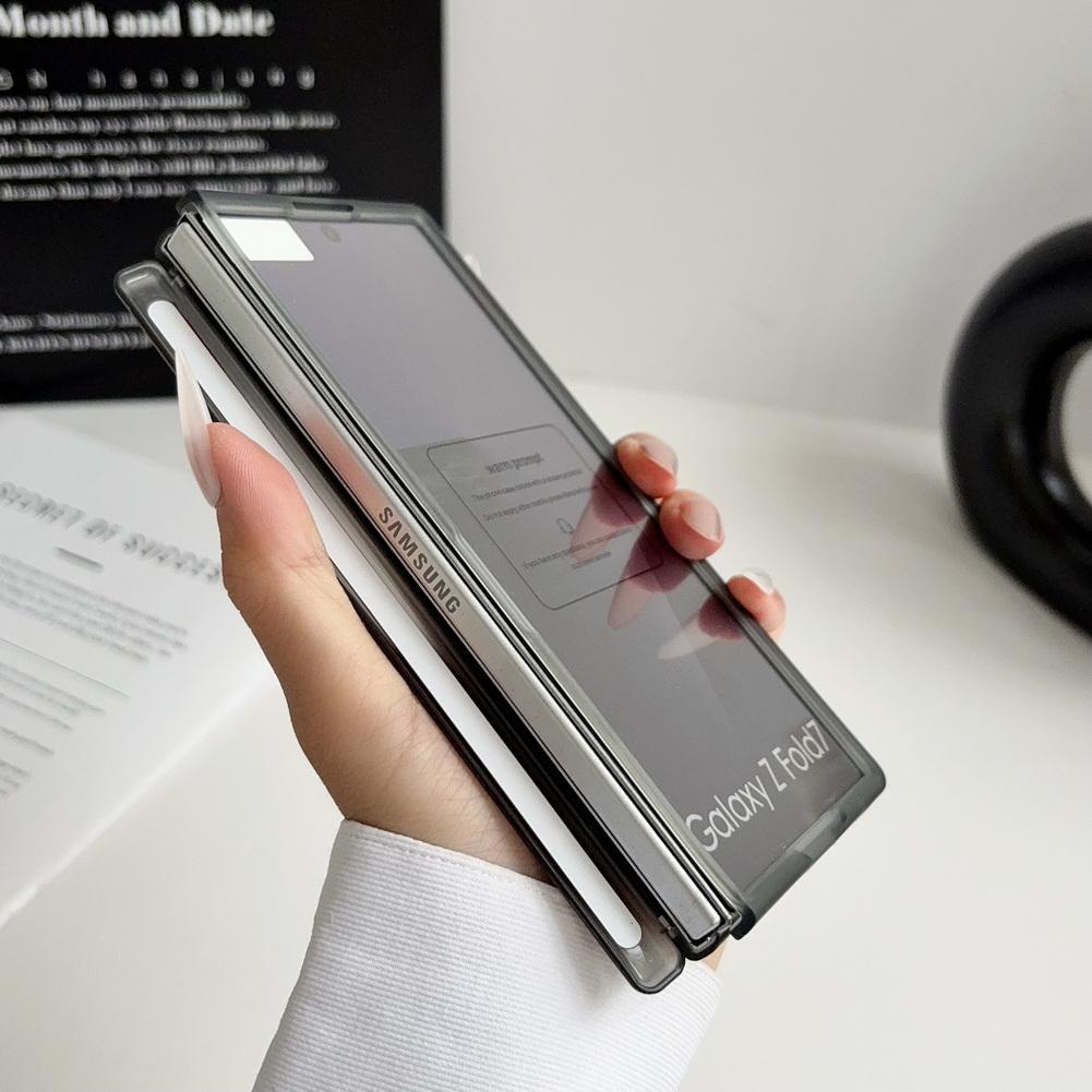 with Glass Screen Protector Case For Samsung Z Fold 8 Galaxy Z Fold 7 6 5 Magnetic Ring Central Axis Matte Protective Cover