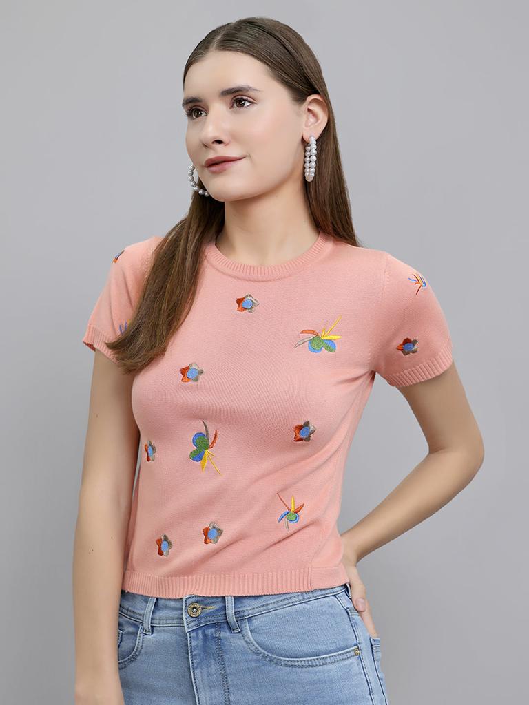 Monte Carlo Women Regular Fit Pink Top