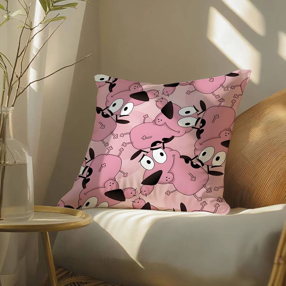 Funny Cartoon Courage the Cowardly Dog-D Pillow Case Silky elegant Comfort Sofa Bed  Invisible zipper Beach pillowcase