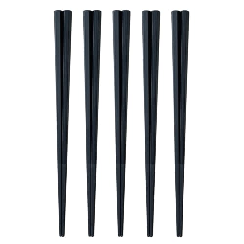 Antibacterial Chopsticks, Dishwasher Safe, 23cm, Set of 5, For Commercial Use or Guests, Pointed, Hexagonal, Black, Made in Japan, Product Number 2649