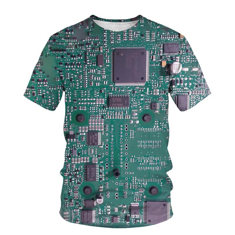 3D Printed Circuit Board Graphic T Shirt For Men Summer Fashion Harajuku T-shirt  Electronic Chip Creative Tee Shirts Women Gym