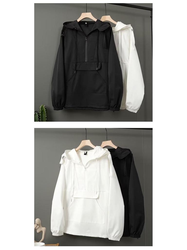 Men's High Street Splicing Hooded Jacket - Loose Fit for Outdoor Leisure and Sports